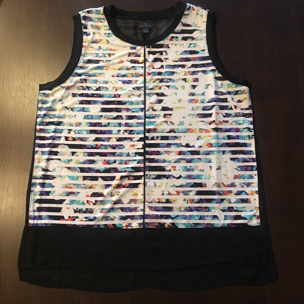 Worthington Sleeveless Blouse Multi-color Chiffon